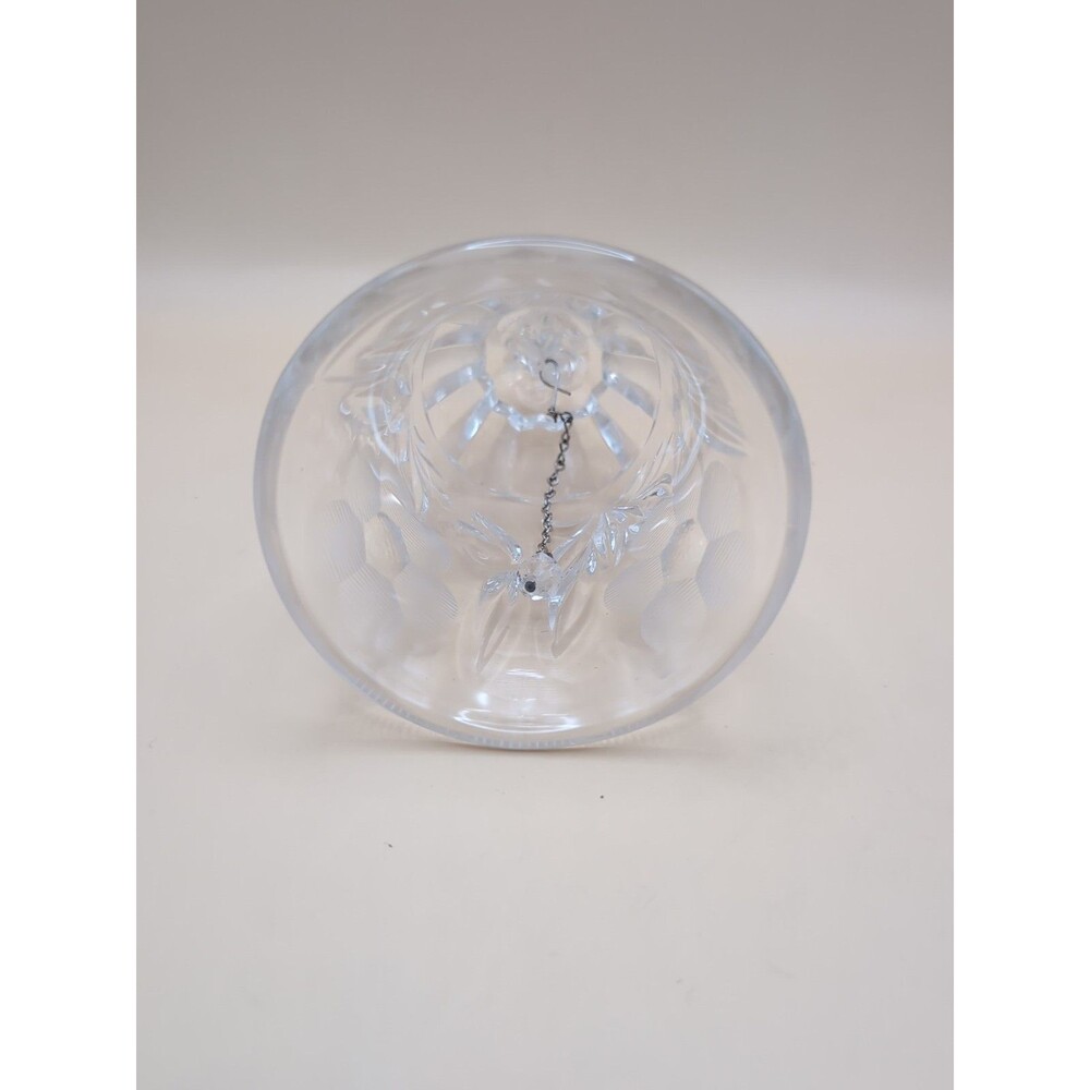 Crystal Bell Clear with Etched Flower Design Vintage Heavy Piece 7-½” Tall C-2 - Picture 4 of 7